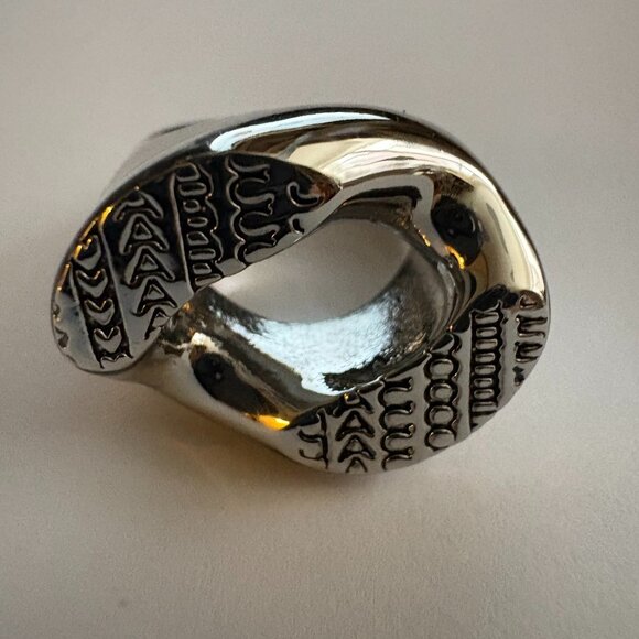 NWT Marc Jacobs Monogram Chain Link rin in silver tone metal - Picture 1 of 8